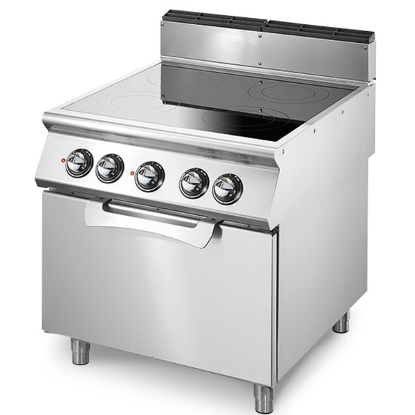 Glaskeramische Kookplaat | 4x 2.5kW | Elektrische Oven (6kW - 2/1 GN) | 800x730x870(h)mm