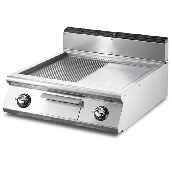 Bakplaat/Grillplaat | Elektrisch | Top | Glad/Gegroefd | Chroom | 10.8kW | Bakplaat 670x530mm | 800x730x250(h)mm