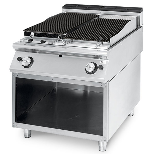 Lavasteengrill | Gas | Met Openkast + Kookzone In Gietijzer 740x515mm | 15kW | 800x720x850(h)mm