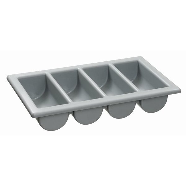 Bestekbak polypropyleen grijs | 1/1 GN | 4 vakken | 530x325x100(h)mm