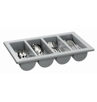 Bartscher Bestekbak polypropyleen grijs | 1/1 GN | 4 vakken | 530x325x100(h)mm 