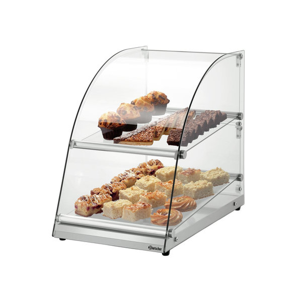 Buffetvitrine zilver 70L | 2 etages | 360x600x515(h)mm
