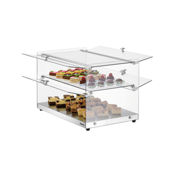 Buffetvitrine 5400 2E-K  zilver | 2 etages | 550x375x370(h)mm