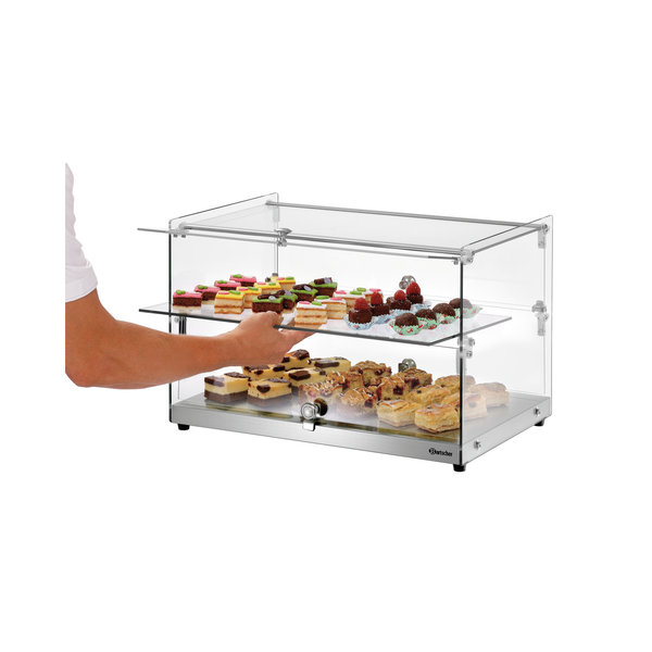 Buffetvitrine 5400 2E-K  zilver | 2 etages | 550x375x370(h)mm