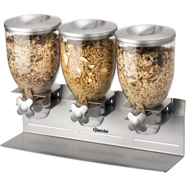 Ontbijtgranendispenser 3-voudig 3x 3,5L | Geschikt voor wandmontage | 540x170x395(h)mm