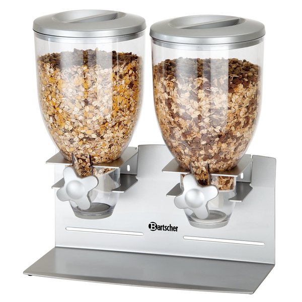 Ontbijtgranendispenser dubbel 2x 3,5L | Geschikt voor wandmontage | 360x170x395(h)mm