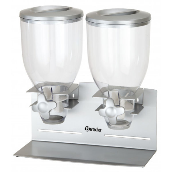 Ontbijtgranendispenser dubbel 2x 3,5L | Geschikt voor wandmontage | 360x170x395(h)mm