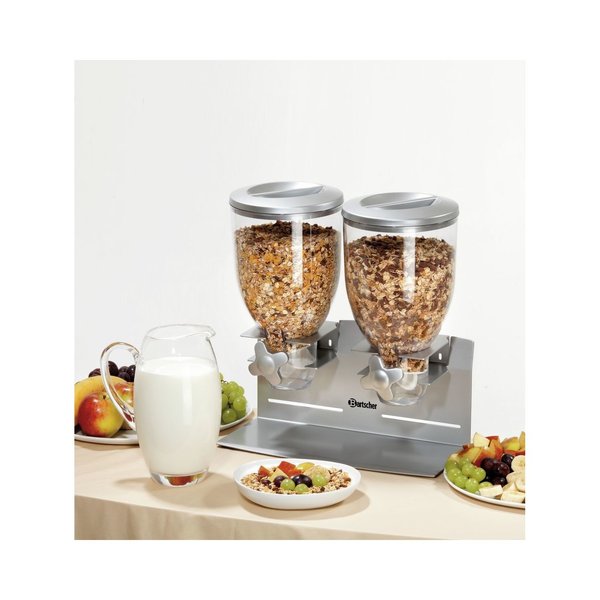 Ontbijtgranendispenser dubbel 2x 3,5L | Geschikt voor wandmontage | 360x170x395(h)mm