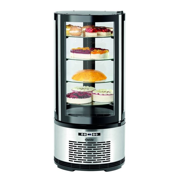 Gebaksvitrine | 100L | Zwart/Grijs | +2°C/+8°C | 5 Schappen | Ø495x1065(h)mm