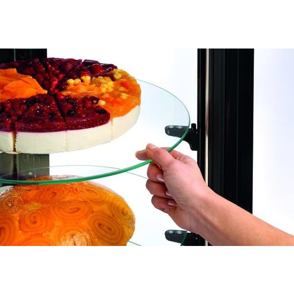 Gebaksvitrine | 100L | Zwart/Grijs | +2°C/+8°C | 5 Schappen | Ø495x1065(h)mm