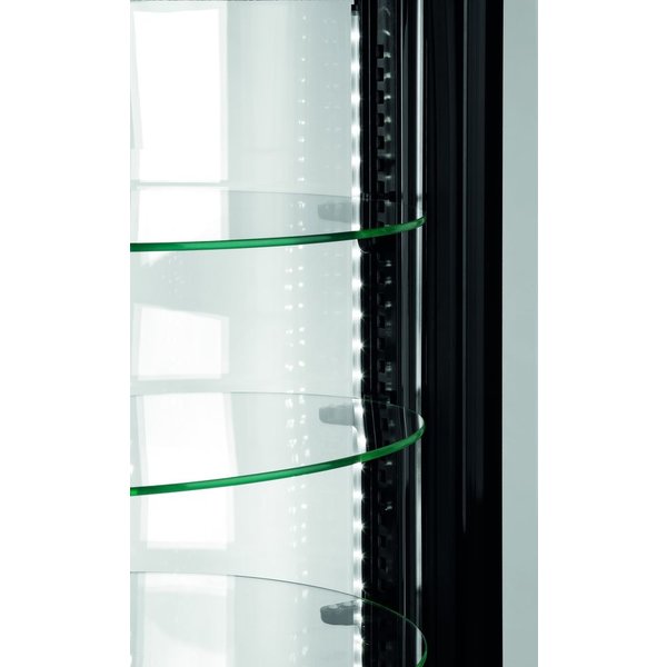 Gebaksvitrine | 100L | Zwart/Grijs | +2°C/+8°C | 5 Schappen | Ø495x1065(h)mm