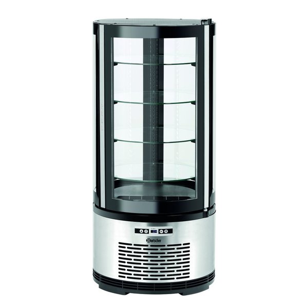 Gebaksvitrine | 100L | Zwart/Grijs | +2°C/+8°C | 5 Schappen | Ø495x1065(h)mm