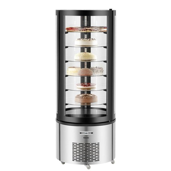 Gebaksvitrine | 400L | Zwart/Grijs | +2°C/+10°C | 7 Schappen | Ø680x1750(h)mm
