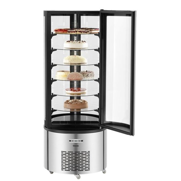 Gebaksvitrine | 400L | Zwart/Grijs | +2°C/+10°C | 7 Schappen | Ø680x1750(h)mm