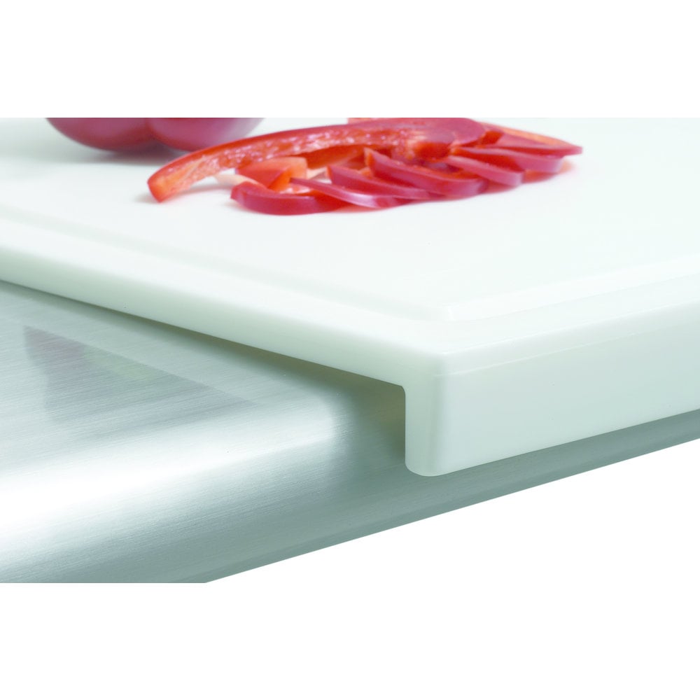 serveerster Schots verkoper Snijplank PE met opstaande rand wit | Snijvlak 520x300mm | 580x375x45(h)mm  - Horecagemak