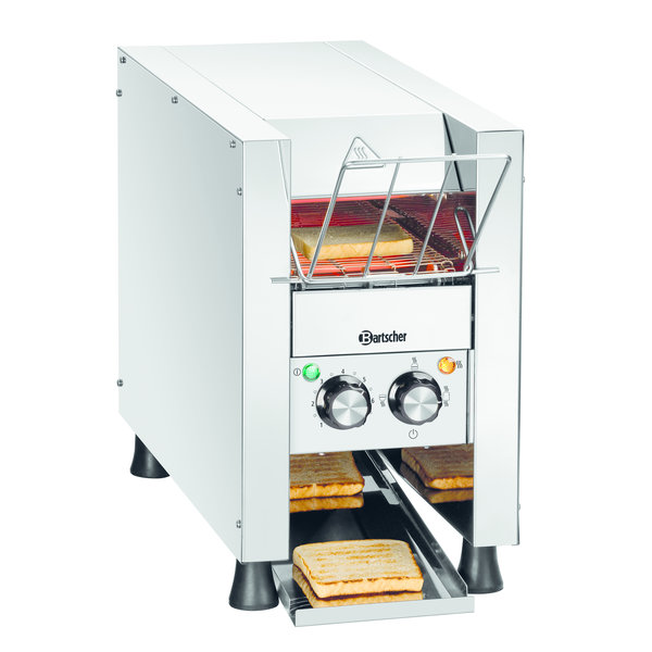 Doorlooptoaster | MINI-XS | RVS | Enkel | Max. 90/u. | 1kW (230V) | 235x655x395(h)mm