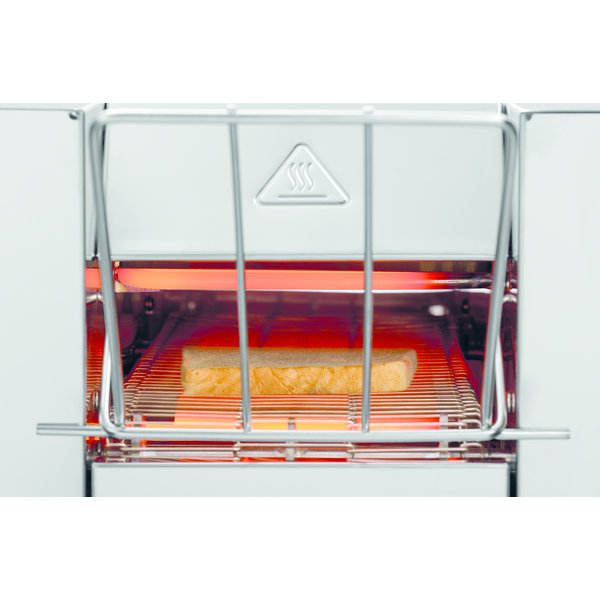 Doorlooptoaster | MINI-XS | RVS | Enkel | Max. 90/u. | 1kW (230V) | 235x655x395(h)mm