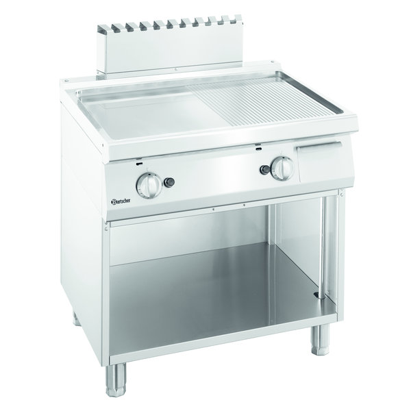 Bakplaat/Grillplaat | 700 B800 | Bakplaat 1/2 Glad 1/2 Geribbeld (b)720x(d)445mm | 14kW | 800x700x850(h)mm