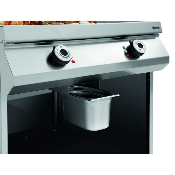 Bakplaat/Grillplaat PO | Bakplaat 1/2 Geribbeld 1/2 Glad (b)755x(d)760mm | 15kW | 800x900x900(h)mm