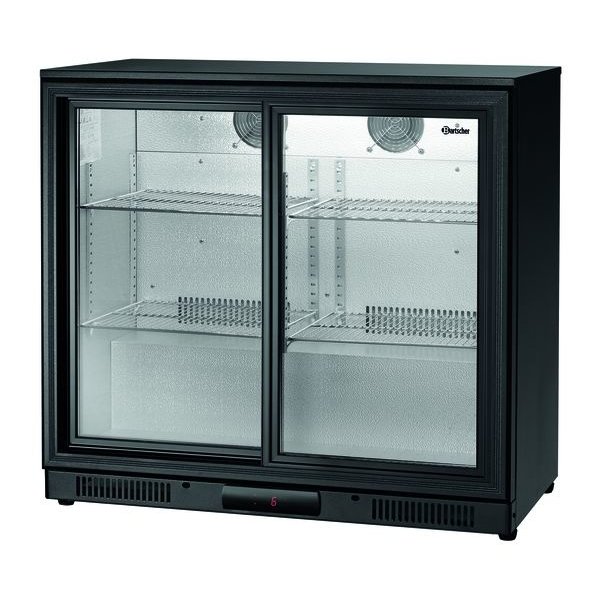 Barkoelkast | Zwart | 176L | 2 Zelfsluitende Schuifdeuren Deuren | 230V | 900x530x850(h)mm