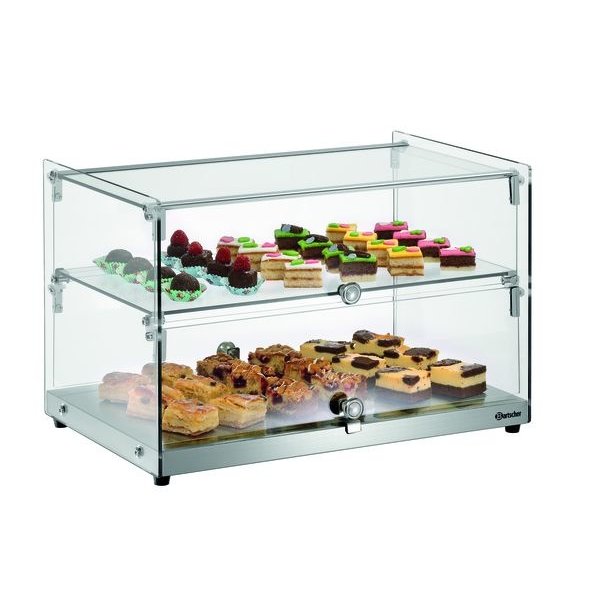 Buffetvitrine 5400 2E-K  zilver | 2 etages | 550x375x370(h)mm