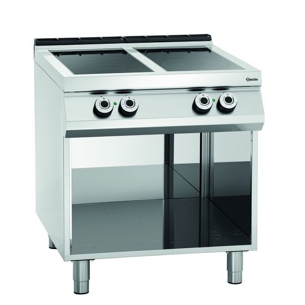 Fornuis | Elektrisch | Keramisch | 4 Kookplaten | 4x 4kW | Open Onderstel | 800x900x900(h)mm