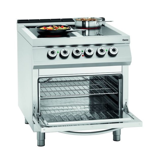 Fornuis | Elektrisch | Keramisch 2/1 GN | 4 Kookplaten | 4x 4kW | Elektrische Oven | 2/1 GN | 5.6kW | 800x900x900(h)mm