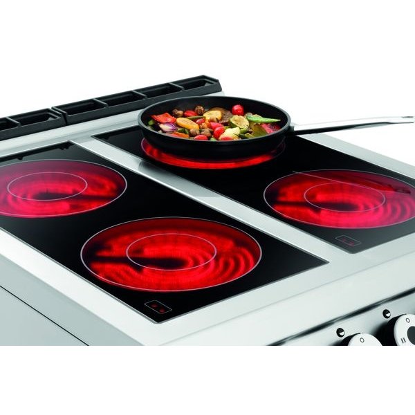 Fornuis | Elektrisch | Keramisch 2/1 GN | 4 Kookplaten | 4x 4kW | Elektrische Oven | 2/1 GN | 5.6kW | 800x900x900(h)mm