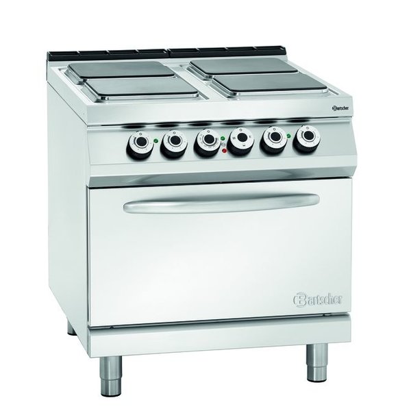Fornuis | Elektrisch | EO | 4 Kookplaten | 4x 4kW | Elektrische Oven | 2/1 GN | 5.6kW | 800x900x900(h)mm