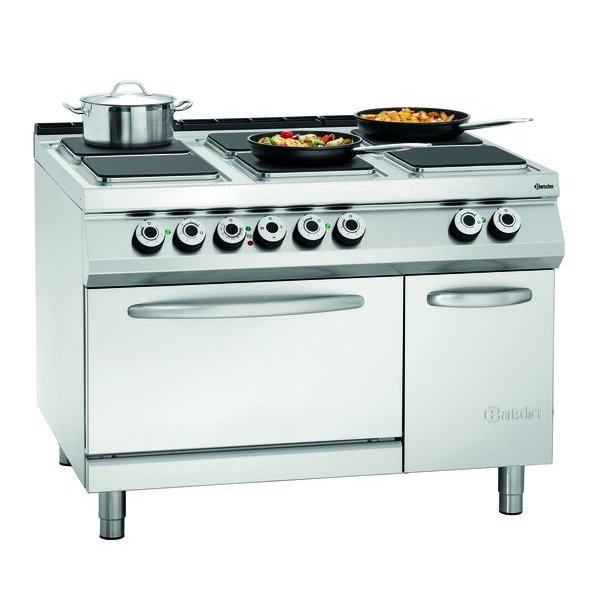 Fornuis | Elektrisch | EBO | 6 Kookplaten | 6x 4kW | Elektrische Oven | 2/1 GN | 5.6kW | 1200x900x900(h)mm