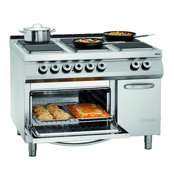 Fornuis | Elektrisch | EBO | 6 Kookplaten | 6x 4kW | Elektrische Oven | 2/1 GN | 5.6kW | 1200x900x900(h)mm