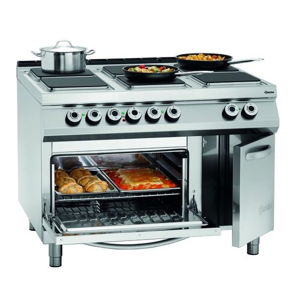 Fornuis | Elektrisch | EBO | 6 Kookplaten | 6x 4kW | Elektrische Oven | 2/1 GN | 5.6kW | 1200x900x900(h)mm