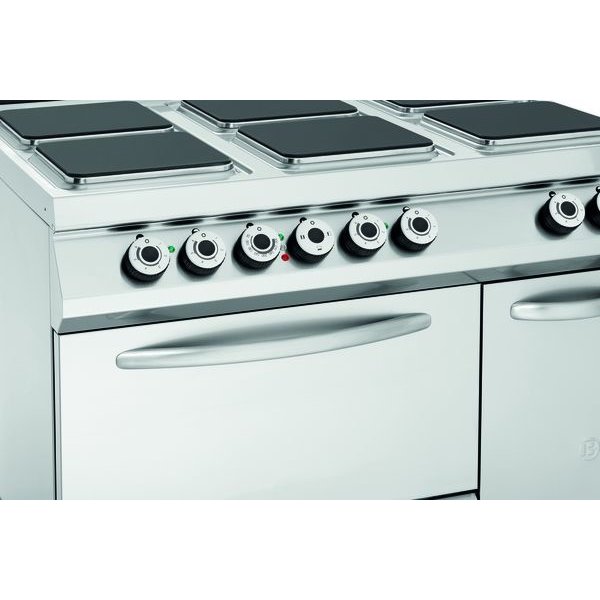 Fornuis | Elektrisch | EBO | 6 Kookplaten | 6x 4kW | Elektrische Oven | 2/1 GN | 5.6kW | 1200x900x900(h)mm