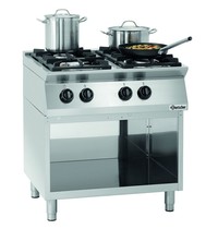 Bartscher Gasfornuis MFGO 7040 | 4 Kookpitten | 2x 3.5kW + 2x 6kW | Open Onderstel | 800x700x910(h)mm