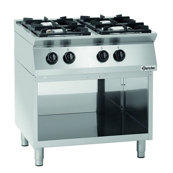 Gasfornuis MFGO 7040 | 4 Kookpitten | 2x 3.5kW + 2x 6kW | Open Onderstel | 800x700x910(h)mm