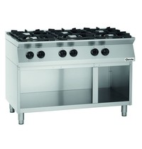 Bartscher Gasfornuis MFG 7340 | 6 Kookpitten | 3x 3.5kW + 3x 6kW | Open Onderstel | 1200x700x910(h)mm