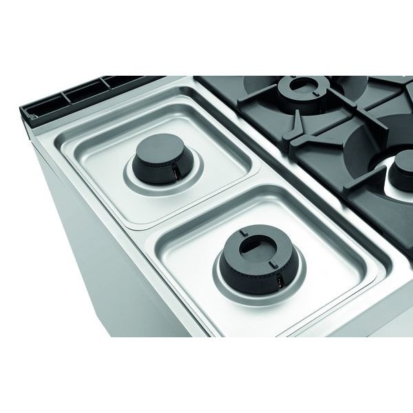 Gasfornuis | GO NS | 6 Kookpitten | 1x 3.5kW + 2x 5kW + 3x 8kW | Gasoven | 2/1 GN | 8kW | 1200x900x900(h)mm