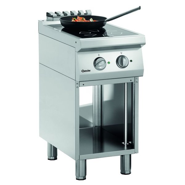 Fornuis | Elektrisch + Inductie | 2 Kookplaten | 2x 5 kW | Open Onderstel | 400x700x850(h)mm