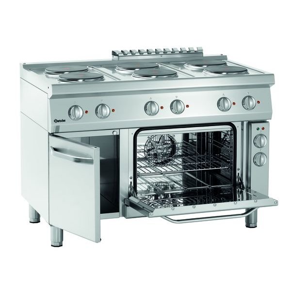 Fornuis | Elektrisch | EBO | 6 Kookplaten | 6x 2.6kW | Elektrische Oven | 1/1 GN | 58L | 3.65kW | 1200x700x850(h)mm