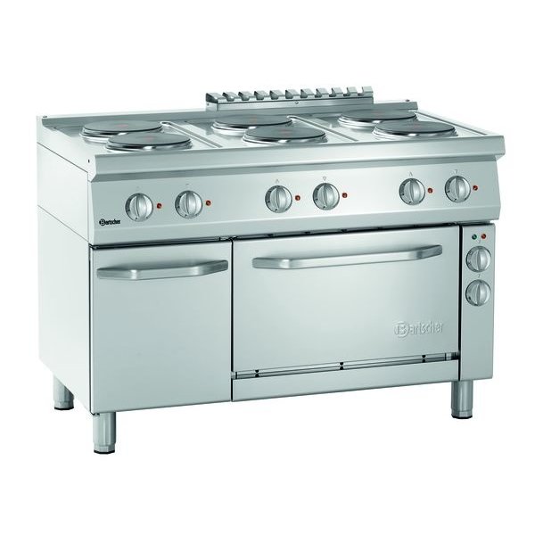Fornuis | Elektrisch | EBO | 6 Kookplaten | 6x 2.6kW | Elektrische Oven | 1/1 GN | 58L | 3.65kW | 1200x700x850(h)mm