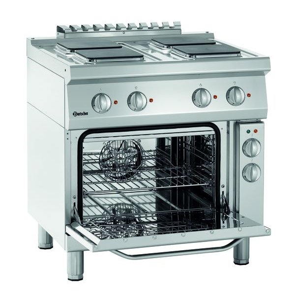 Fornuis | Elektrisch | EO | 4 Kookplaten | 4x 2.6kW | Elektrische Oven 1/1 GN 58L 3.7kW | 800x700x850(h)mm