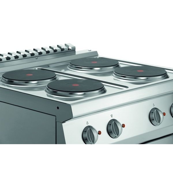 Fornuis | Elektrisch | EBO | 4 Kookplaten | 4x 2.6kW | Elektrische Oven | 1/1 GN | 58L | 3.7kW | 800x700x850(h)mm