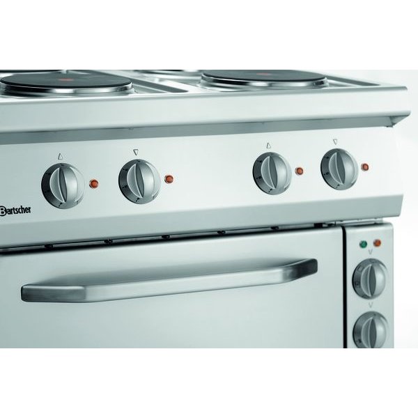 Fornuis | Elektrisch | EBO | 4 Kookplaten | 4x 2.6kW | Elektrische Oven | 1/1 GN | 58L | 3.7kW | 800x700x850(h)mm
