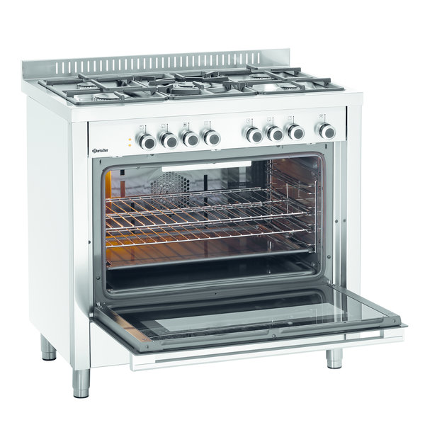 Gasfornuis BGH | 5 Kookpitten | 1kW + 3kW + 2x 1.75kW + 1x 3.8kW | Elektrische Oven | 104L | 2.5kW | 900x600x900(h)mm