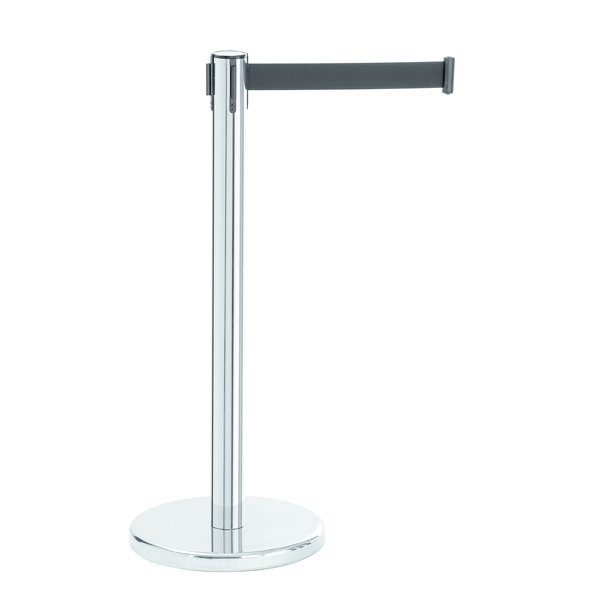 Barrière standaard 1800 RVS | Trekband 1,8m zwart | 360x360x915(h)mm