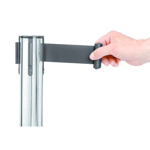 Barrière standaard 1800 RVS | Trekband 1,8m zwart | 360x360x915(h)mm