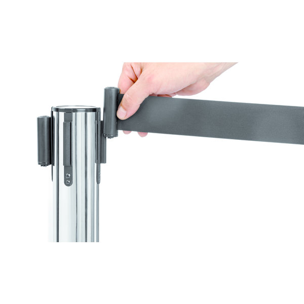 Barrière standaard 1800 RVS | Trekband 1,8m zwart | 360x360x915(h)mm