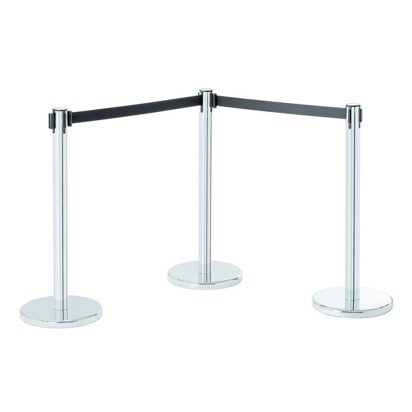 Barrière standaard 1800 RVS | Trekband 1,8m zwart | 360x360x915(h)mm