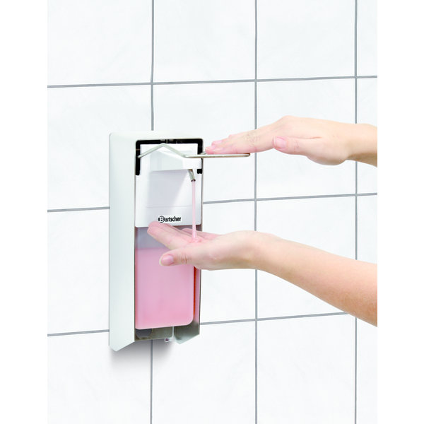 Zeepdispenser aluminium PS 0,9L | Een hands bediening | 95x222x330(h)mm