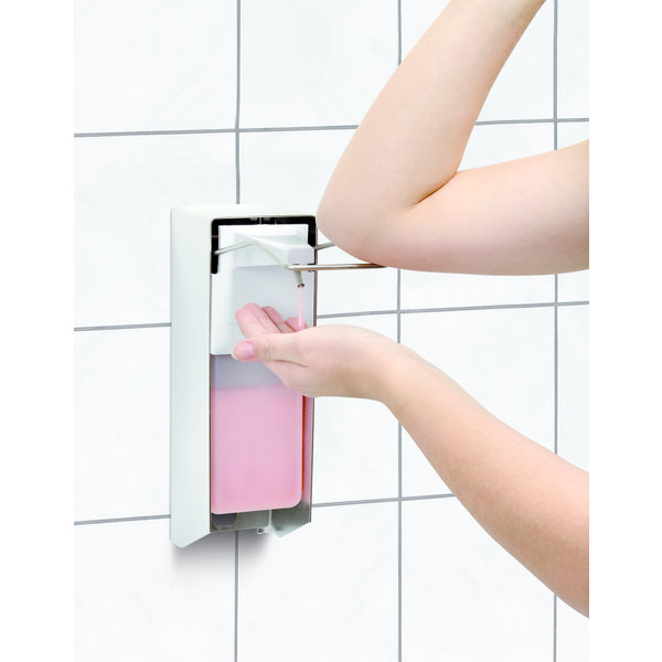 Zeepdispenser aluminium PS 0,9L | Een hands bediening | 95x222x330(h)mm